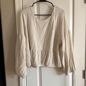 Aerie Beige Peplum Blouse / W27